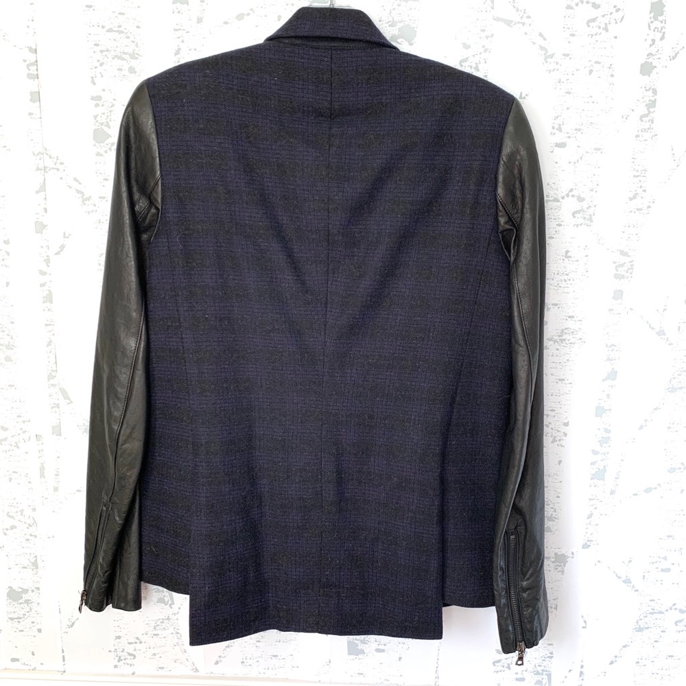 Veronica Beard Wool Leather Double Breasted Blazer - Picture 4 of 8